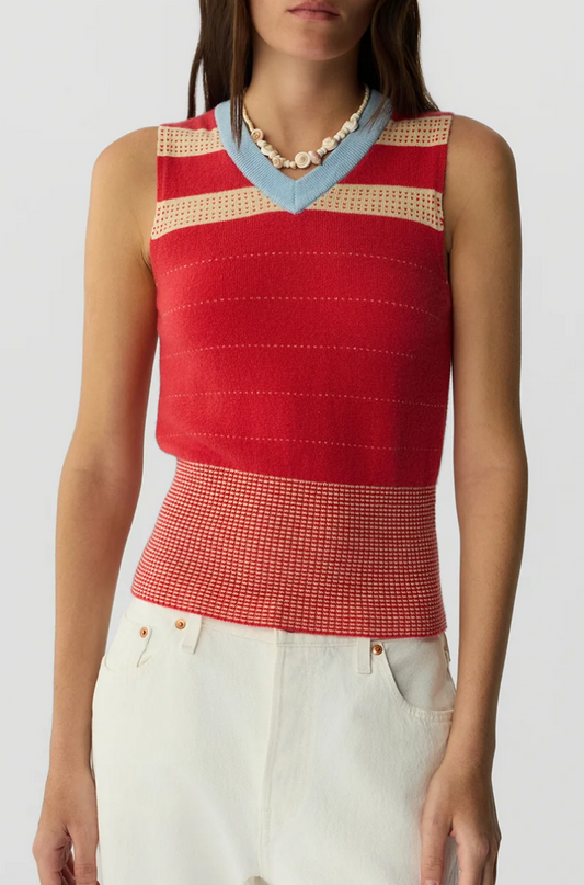 Collegiate Stripe Vest Scarlet Combo