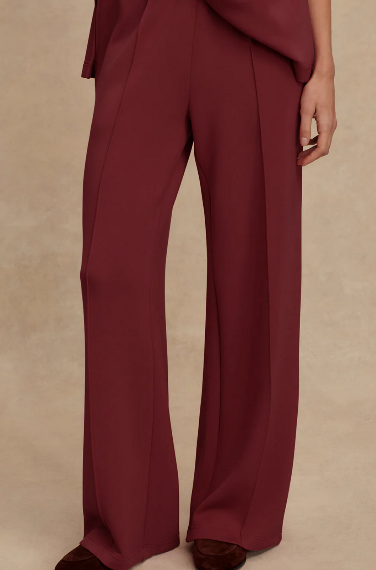 Wide Leg Pant 30" in Maroon