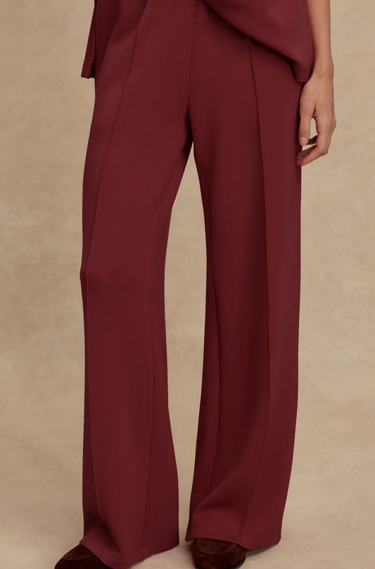 Wide Leg Pant 30" in Maroon
