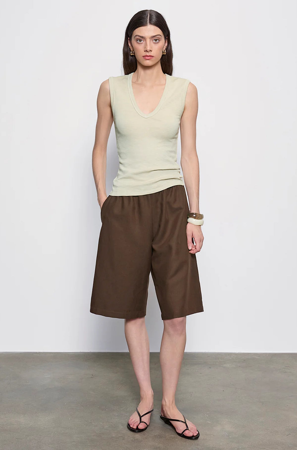 Textured Rib Sleeveless U Beach Glass