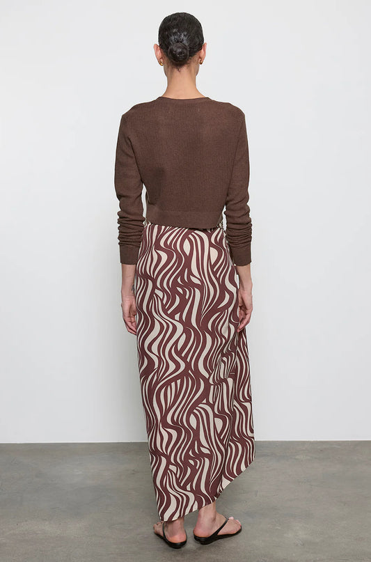 Linen Open Knit Cropped Cardi in Chocolate