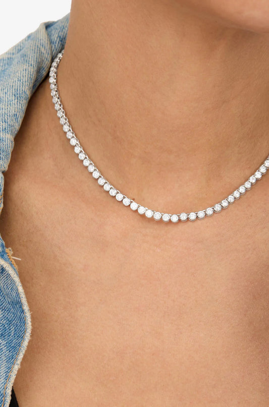 Baroness Tennis Necklace 15" in Silver