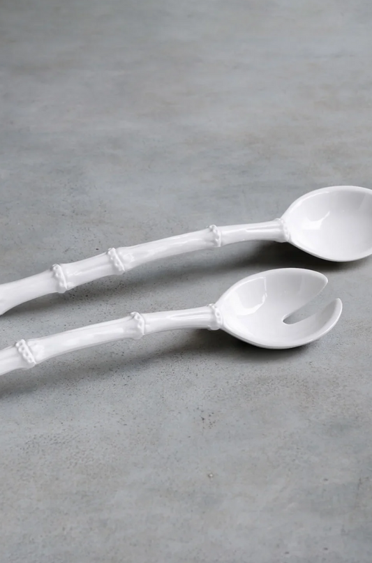 VIDA Bamboo Lg Salad Servers (White)