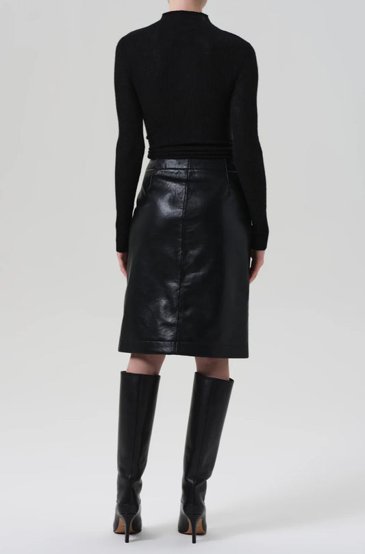 Nara Pencil Skirt Recycled Leather In Black