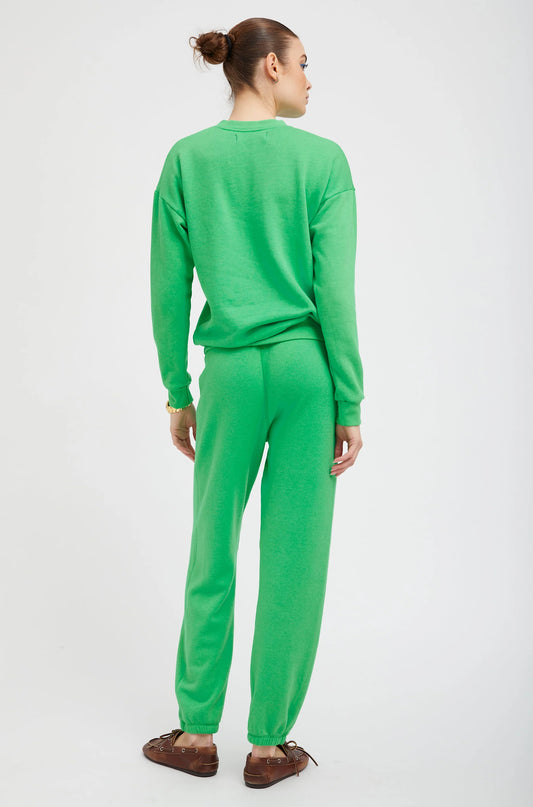 Heart Sweatpants in Bright Green