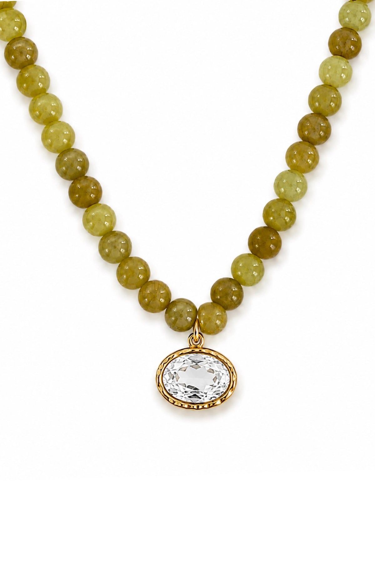 Marbled Bead Glass Crystal Pendant Necklace