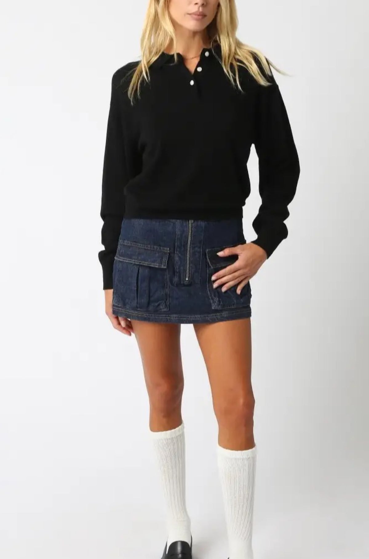 Nancy Long Sleeve Polo Black