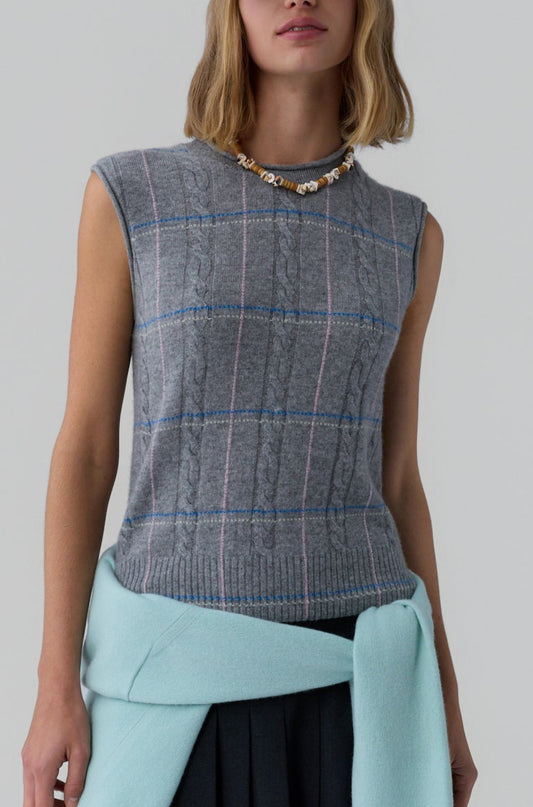 Check Vest in Heather Grey Combo