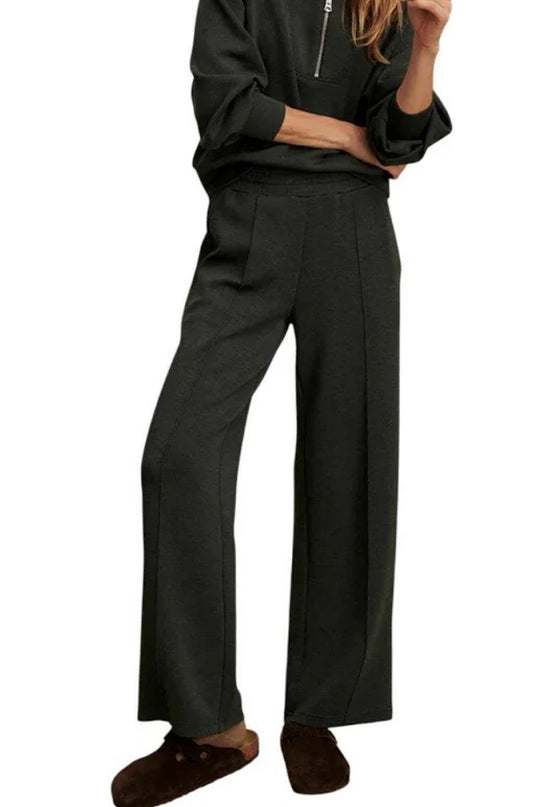 The Wide Leg Pant in Olive Marl