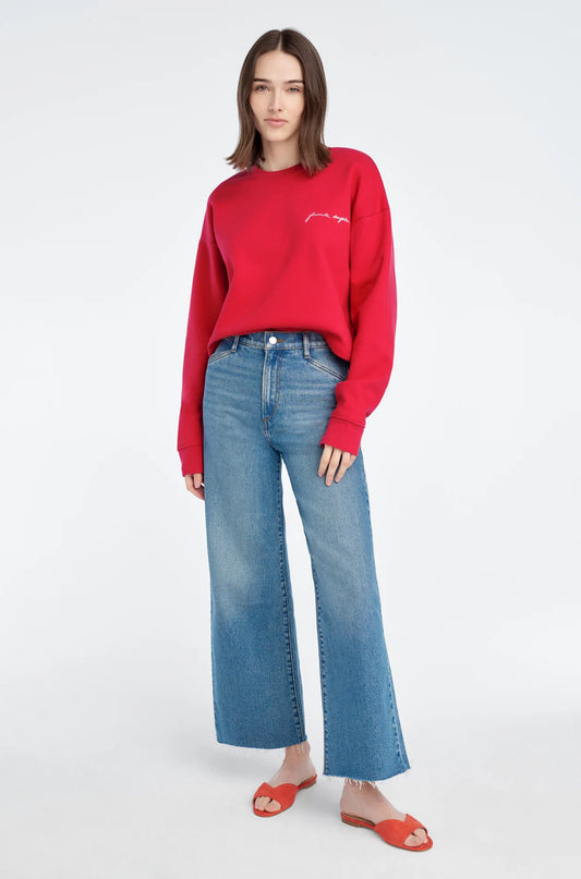 The Cropped Signature Sweatshirt in Rouge Red
