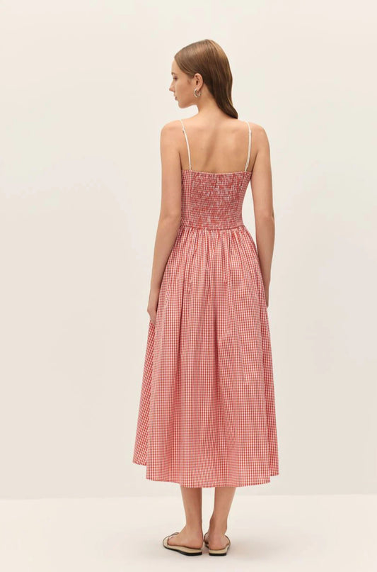Lyla Dress in Coral Red Gingham
