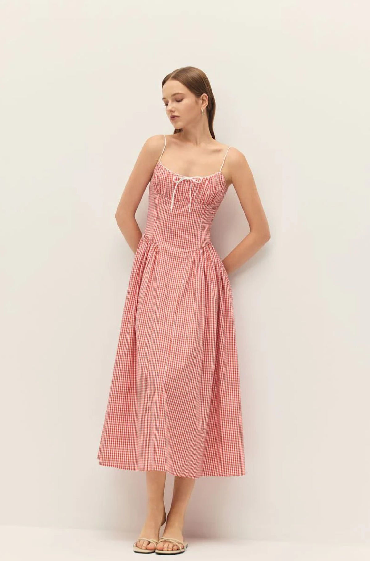 Lyla Dress in Coral Red Gingham