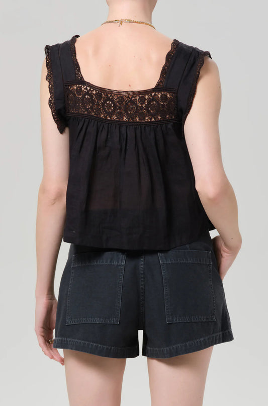 Mia Embroidered Top in Black