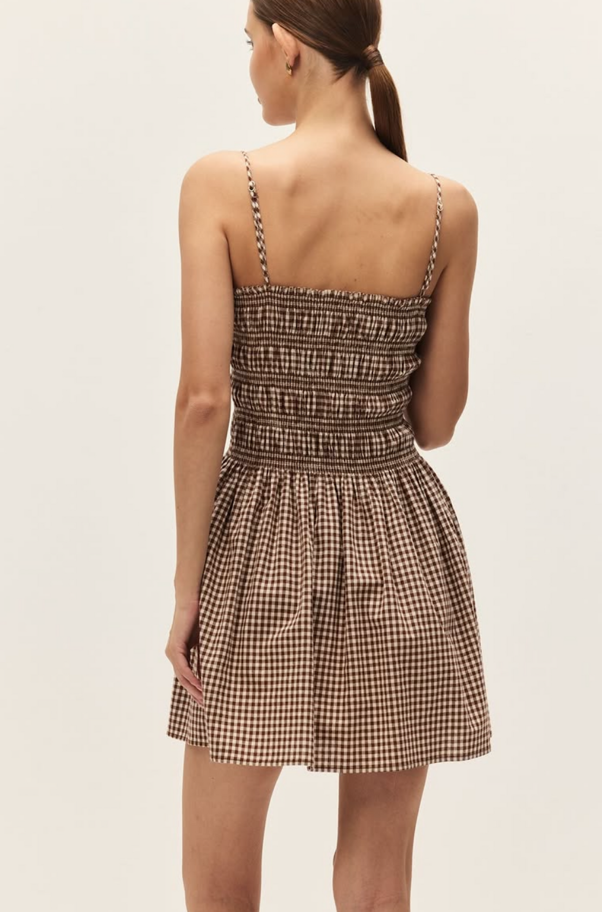 Yuki Mini Dress in Brown Gingham