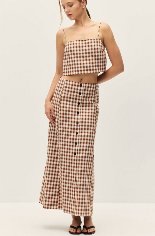Bianca Top in Chestnut Gingham