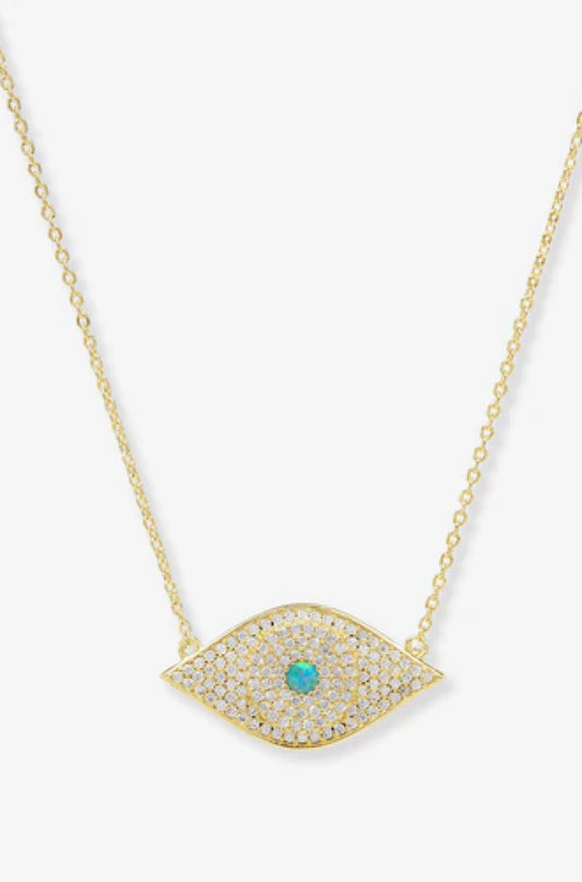 Blue Opal Evil Eye Necklace