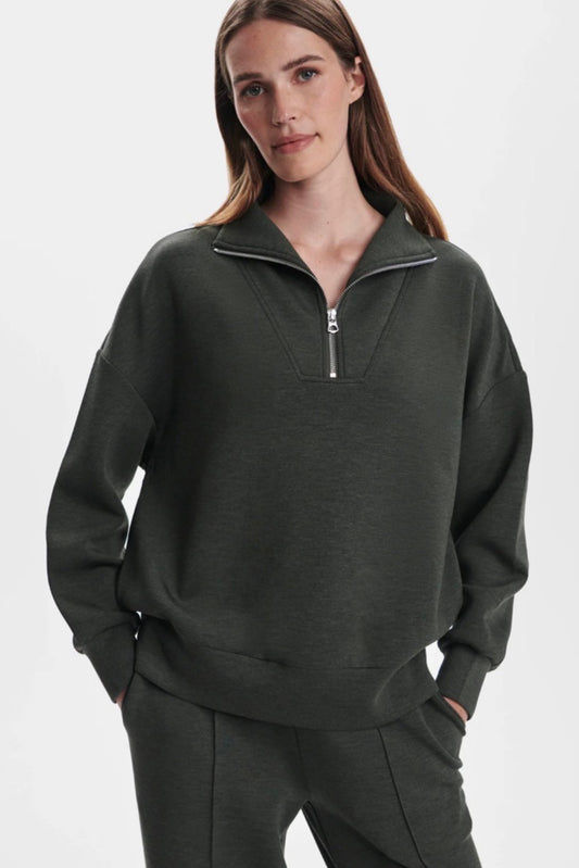 Hawley Half Zip Sweatshirt in Olive Marl