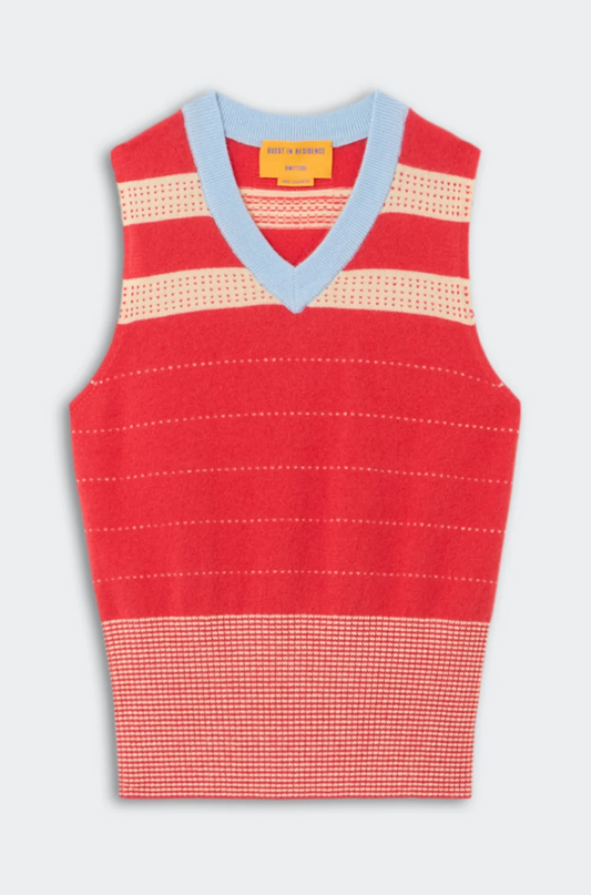 Collegiate Stripe Vest Scarlet Combo
