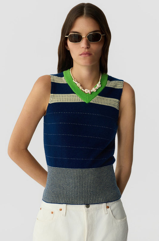 Collegiate Stripe Vest Navy Combo
