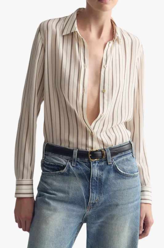 Gaia Slim Shirt Brandy Stripe