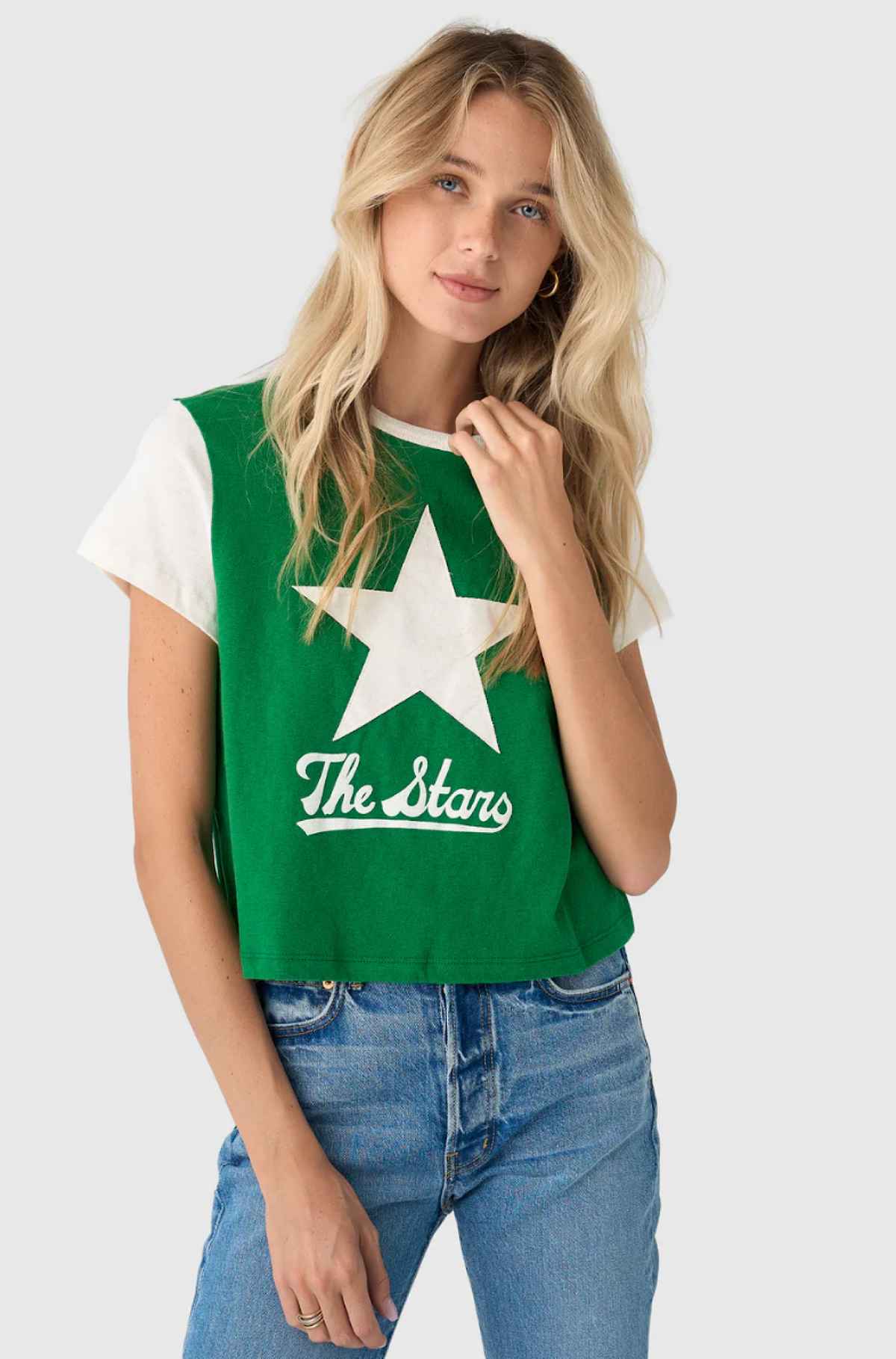 Jagger Boxy Jersey Stars Tee in Emerald