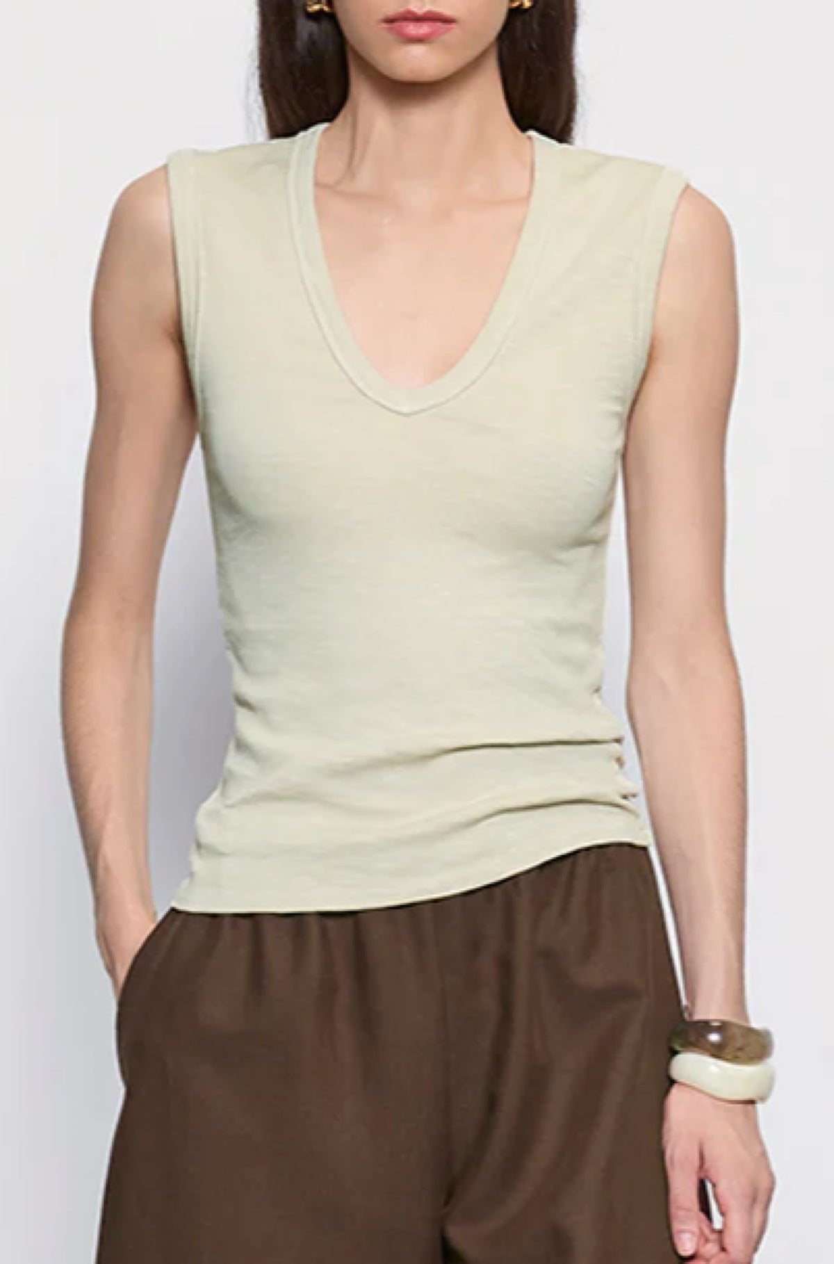 Textured Rib Sleeveless U Beach Glass