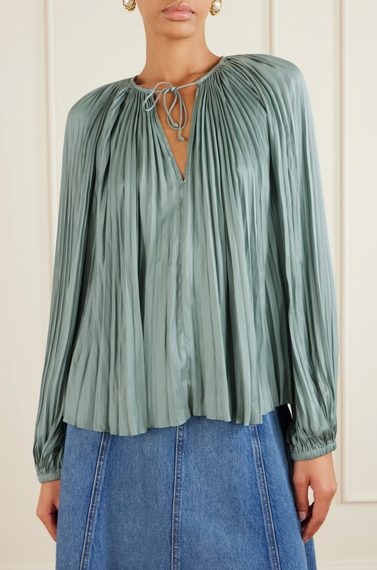 Electra Long Sleeve Blouse in Seaglass
