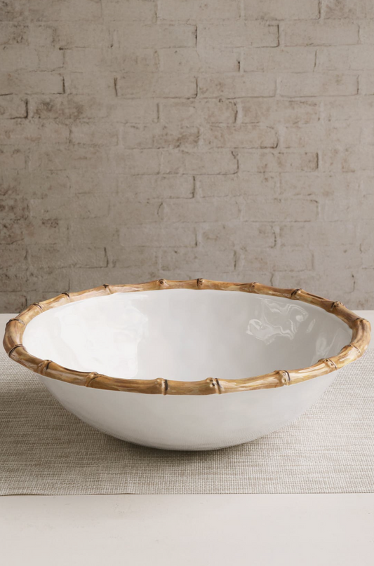 VIDA Bamboo Lg Salad Bowl  (White and Natural)