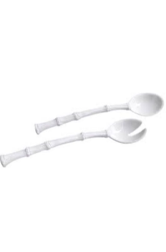 VIDA Bamboo Lg Salad  Servers (White)