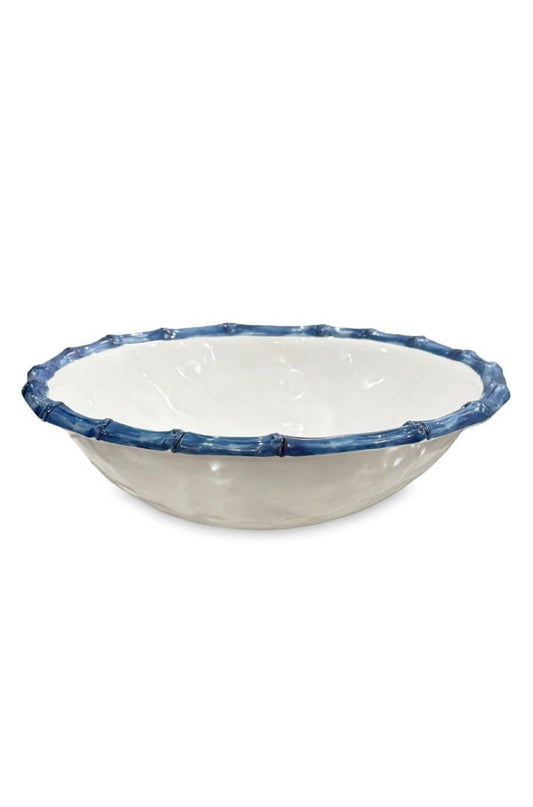 VIDA Bamboo Large Salad Bowl (White and Blue)