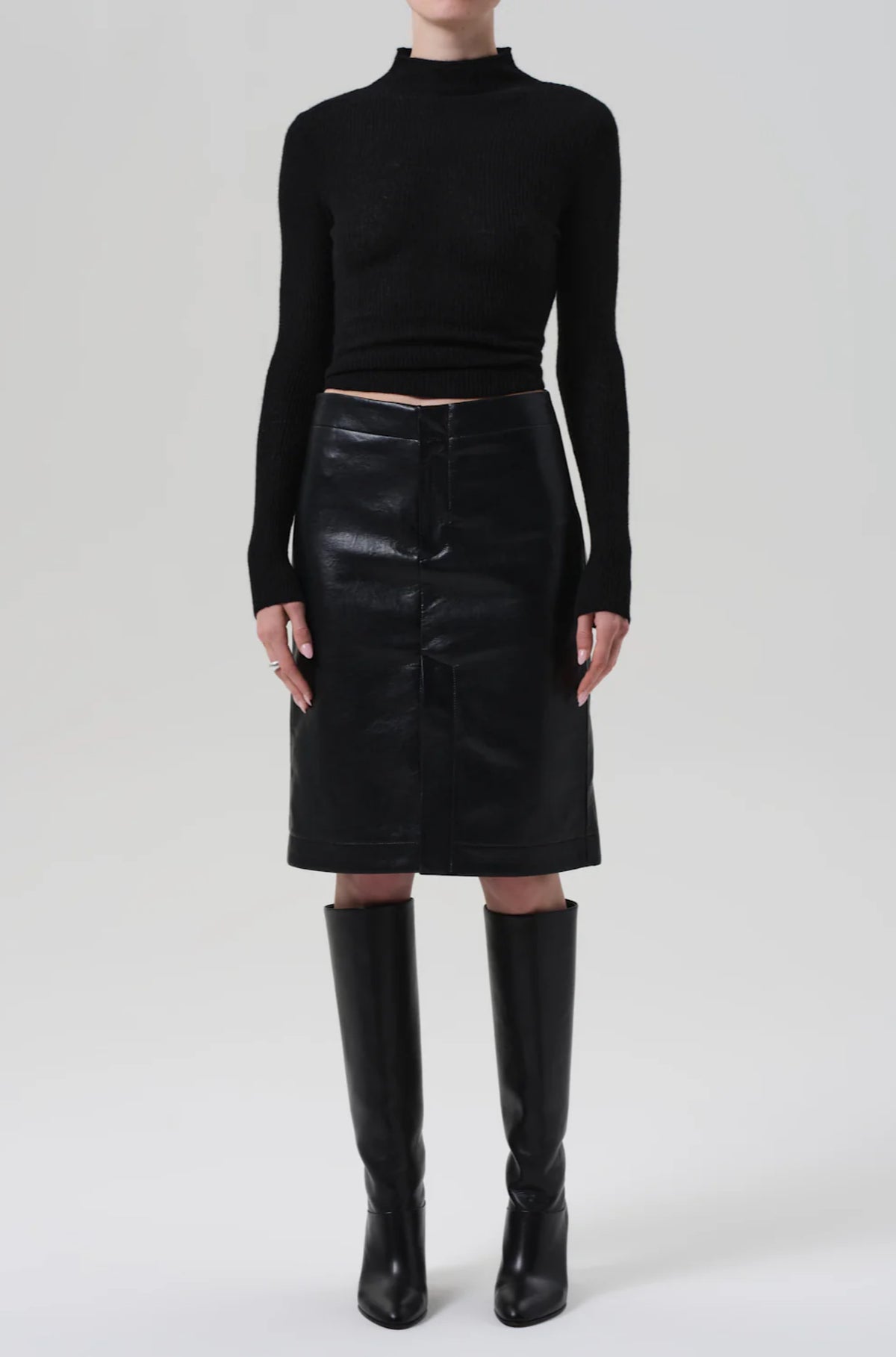 Nara Pencil Skirt Recycled Leather In Black