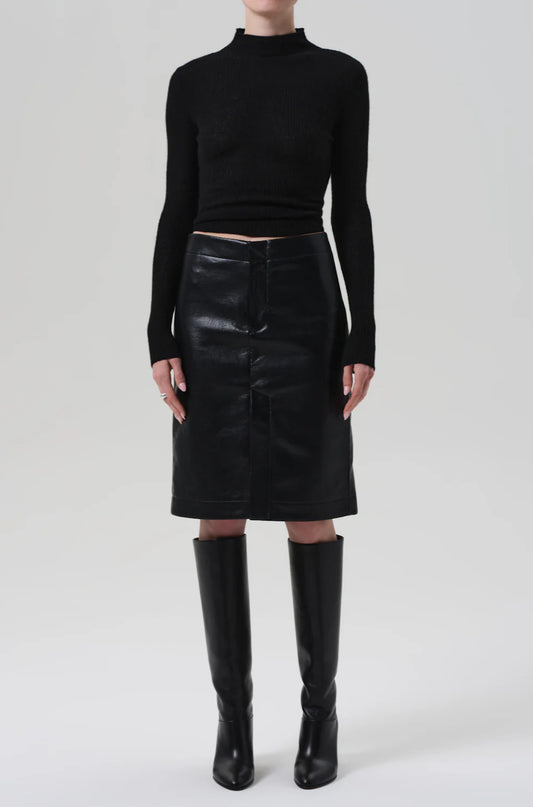 Nara Pencil Skirt Recycled Leather In Black