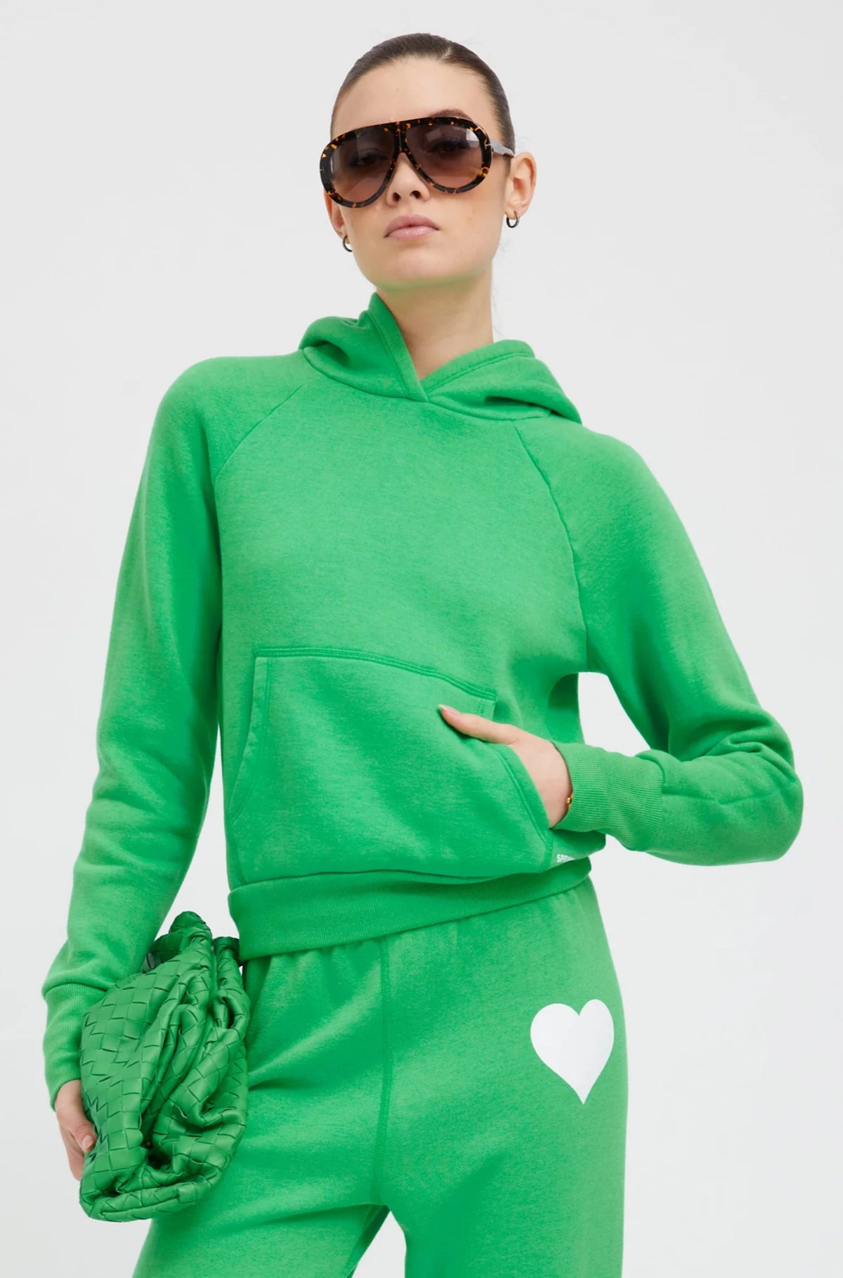 Shrunken Raglan Hoodie in Bright Green