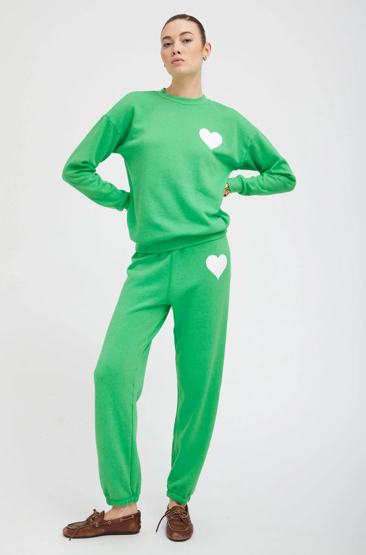 Heart Sweatpants in Bright Green