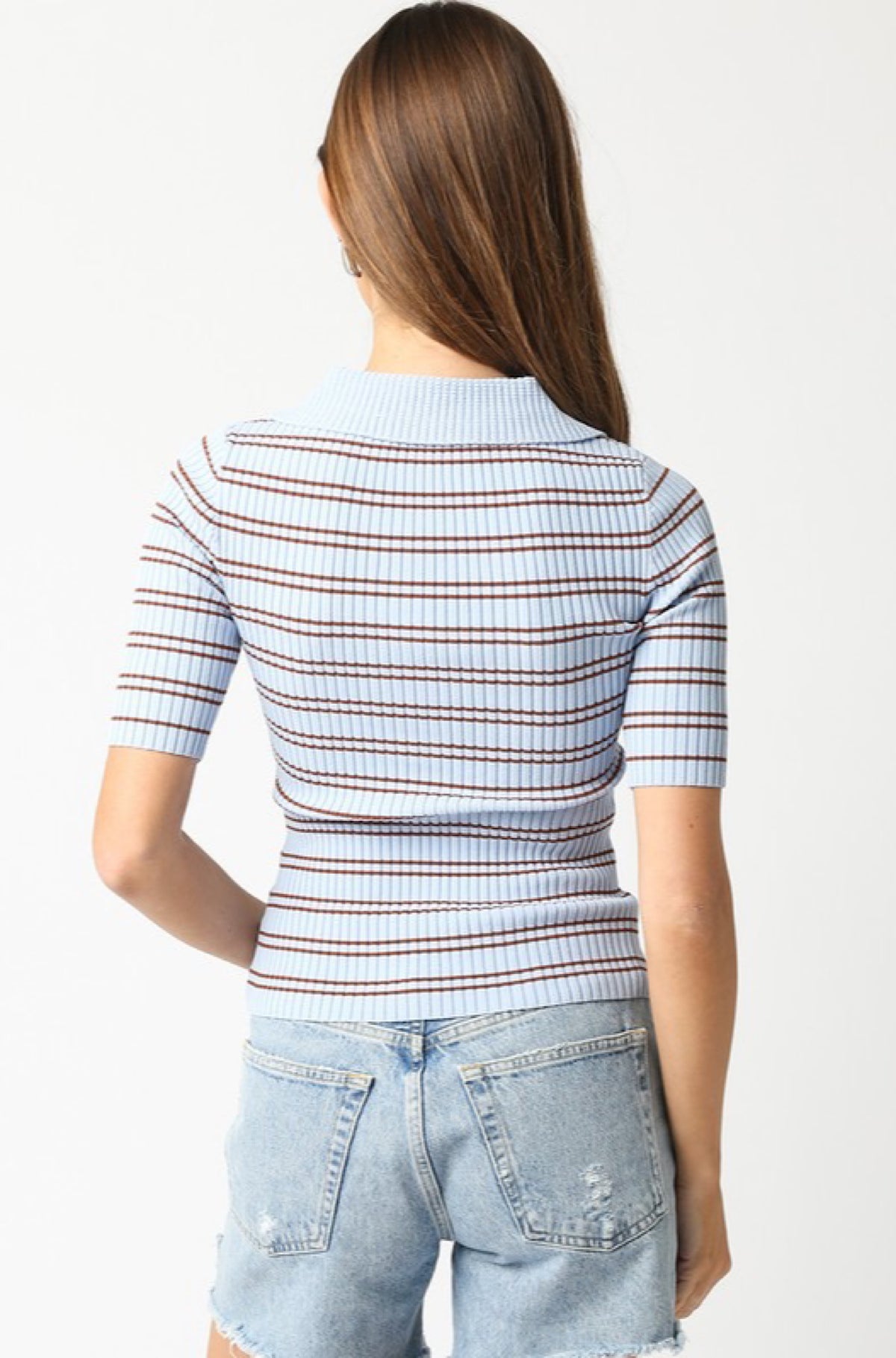 Ina Stripe Top in Blue Caramel