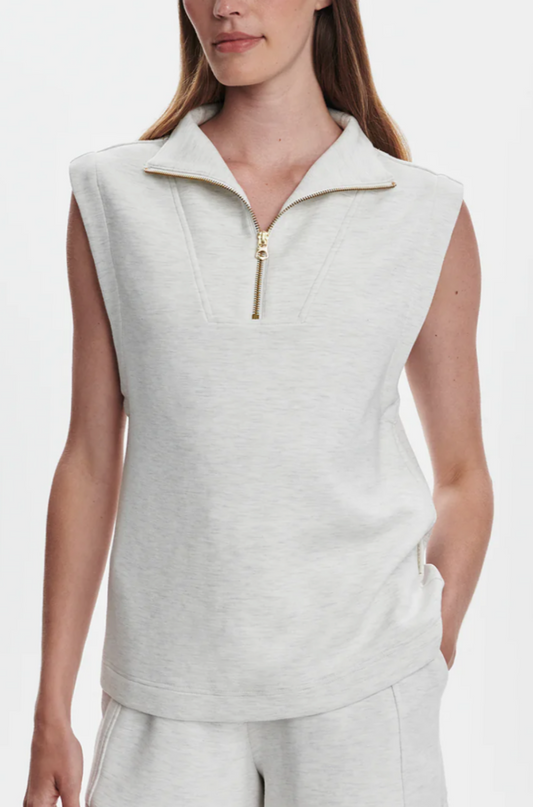 Magnolia Half Zip Tank in Ivory Marl
