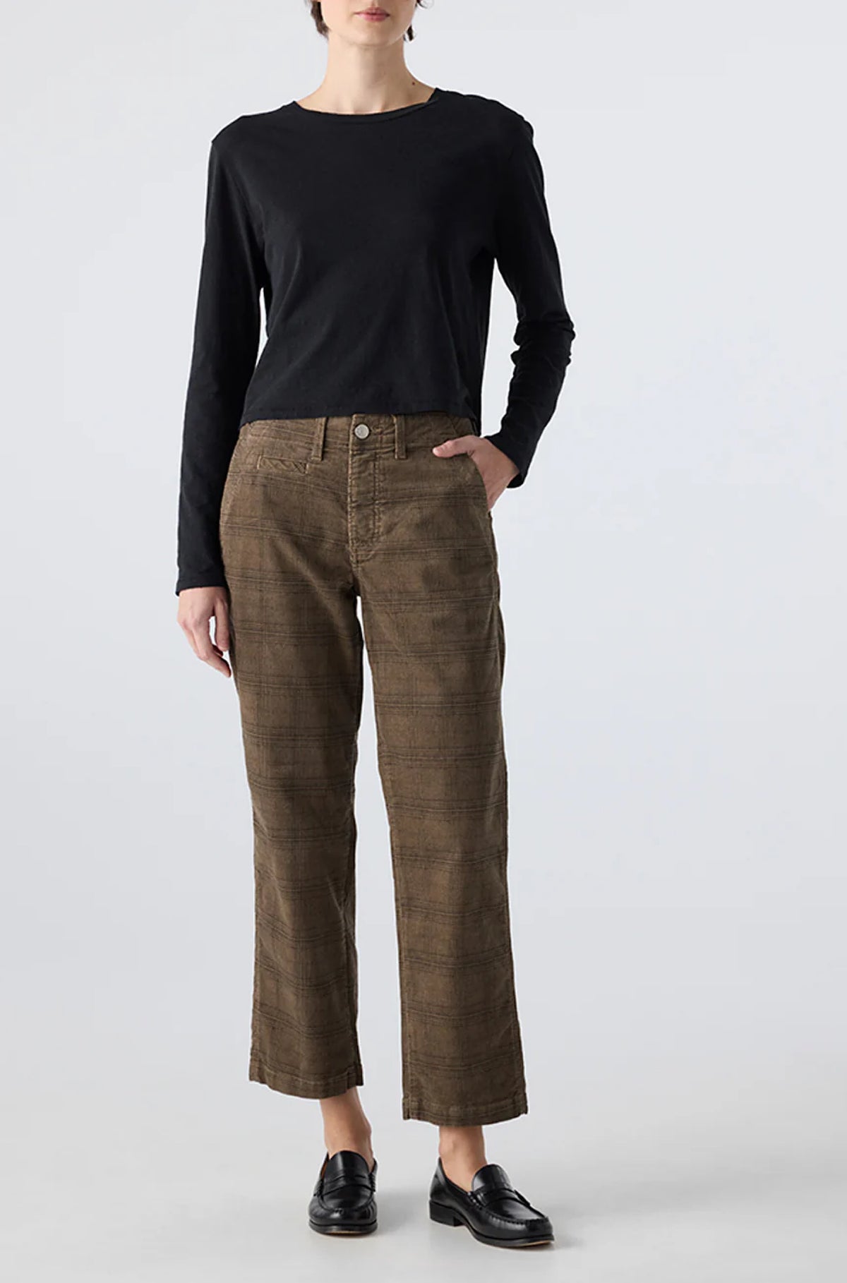 Lillian Printed Trouser in Dark Sand