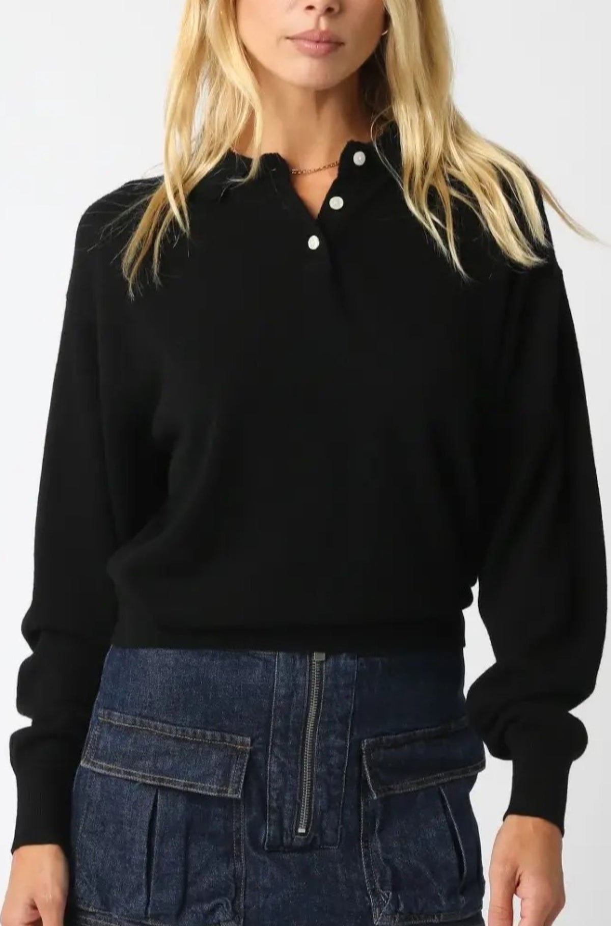Nancy Long Sleeve Polo Black