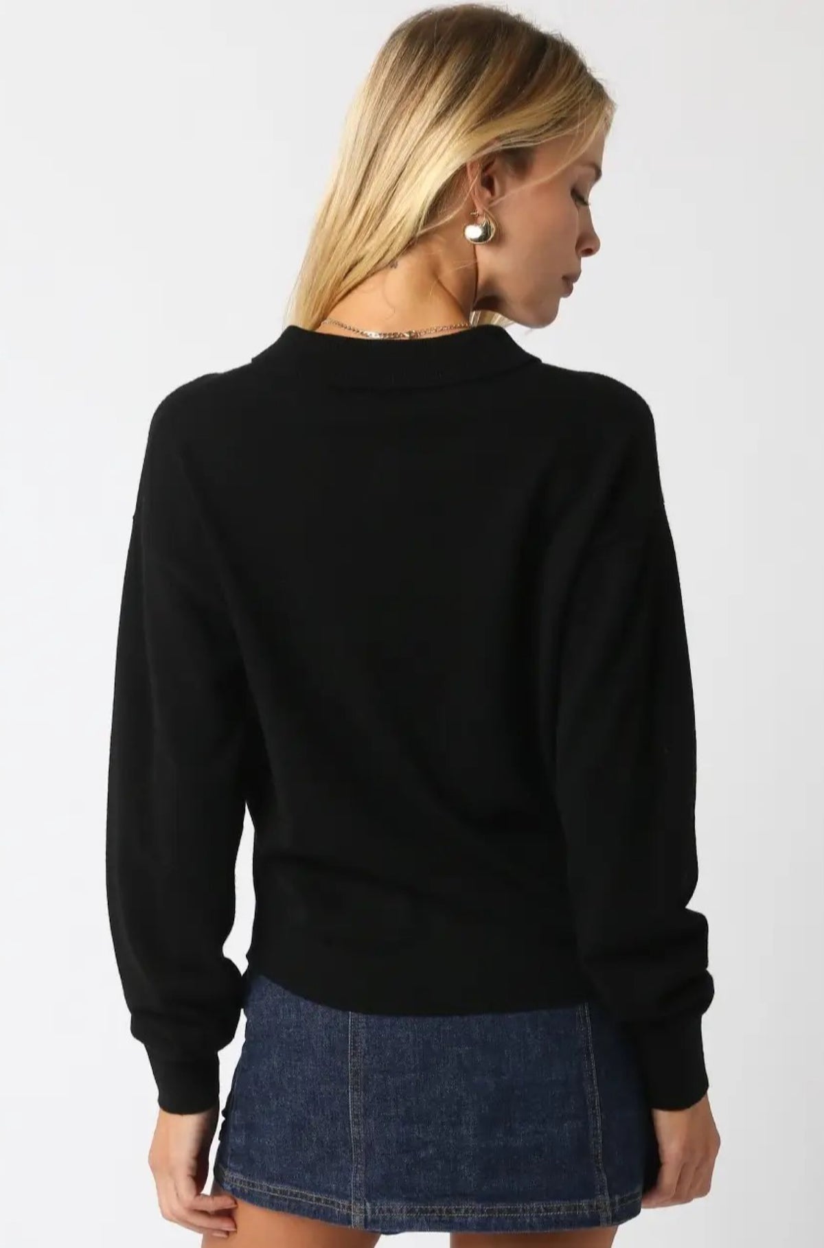 Nancy Long Sleeve Polo Black