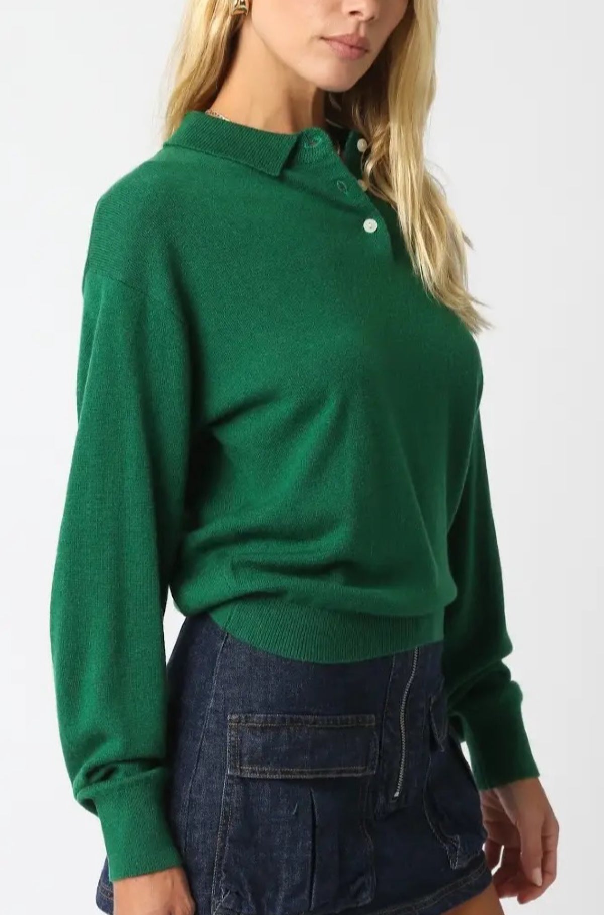 Nancy Long Sleeve Polo Green