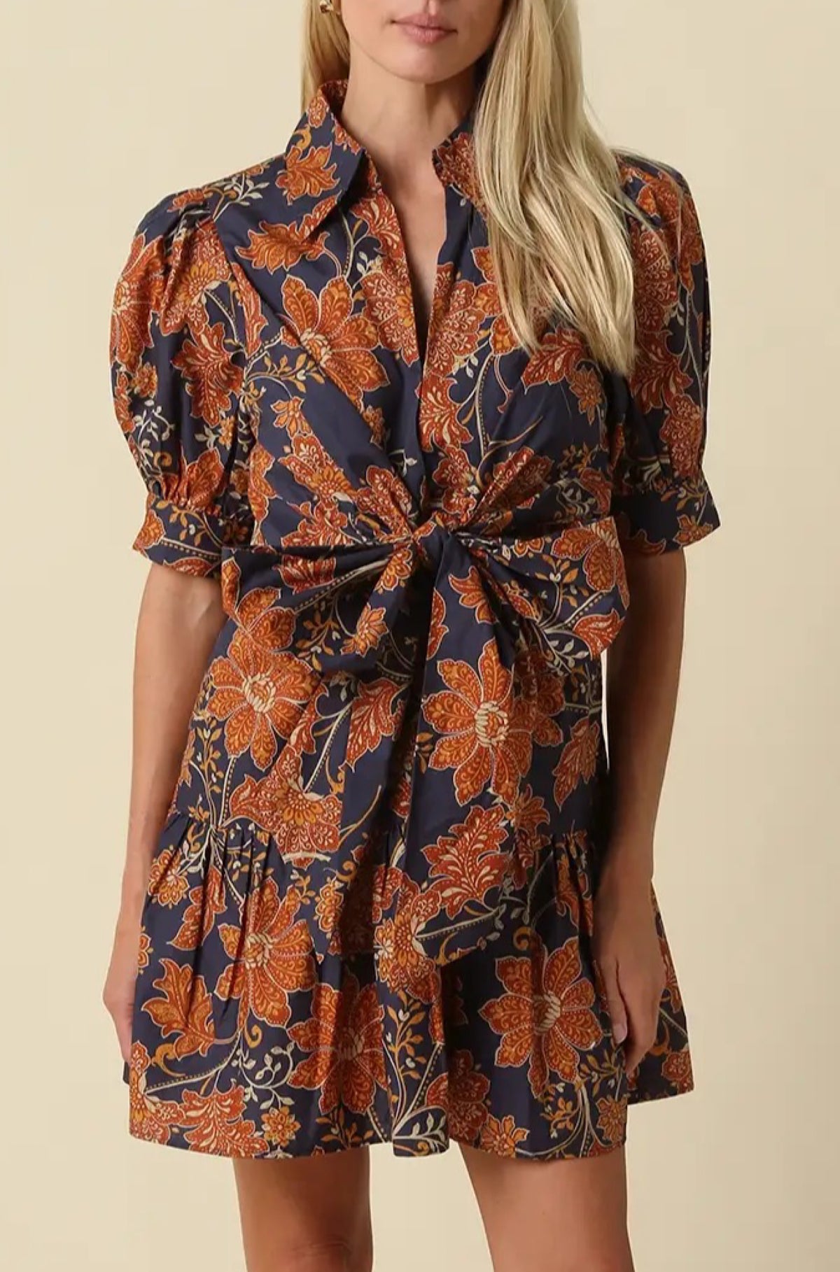 Mabel Tie Floral Mini Dress