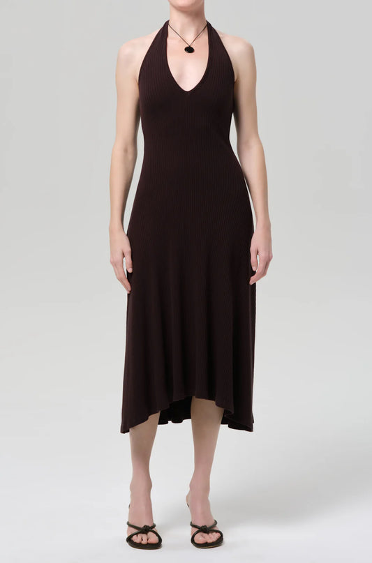 Mila Halter Dress Choc