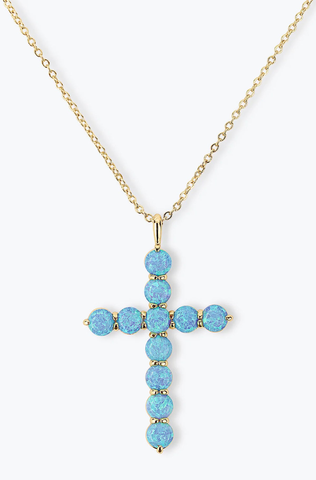 "Oh She Fancy" Cross Pendant Blue Opal 18"