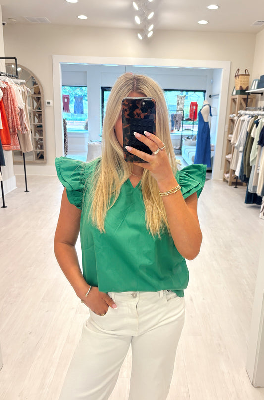 Ruffle Blouse Green