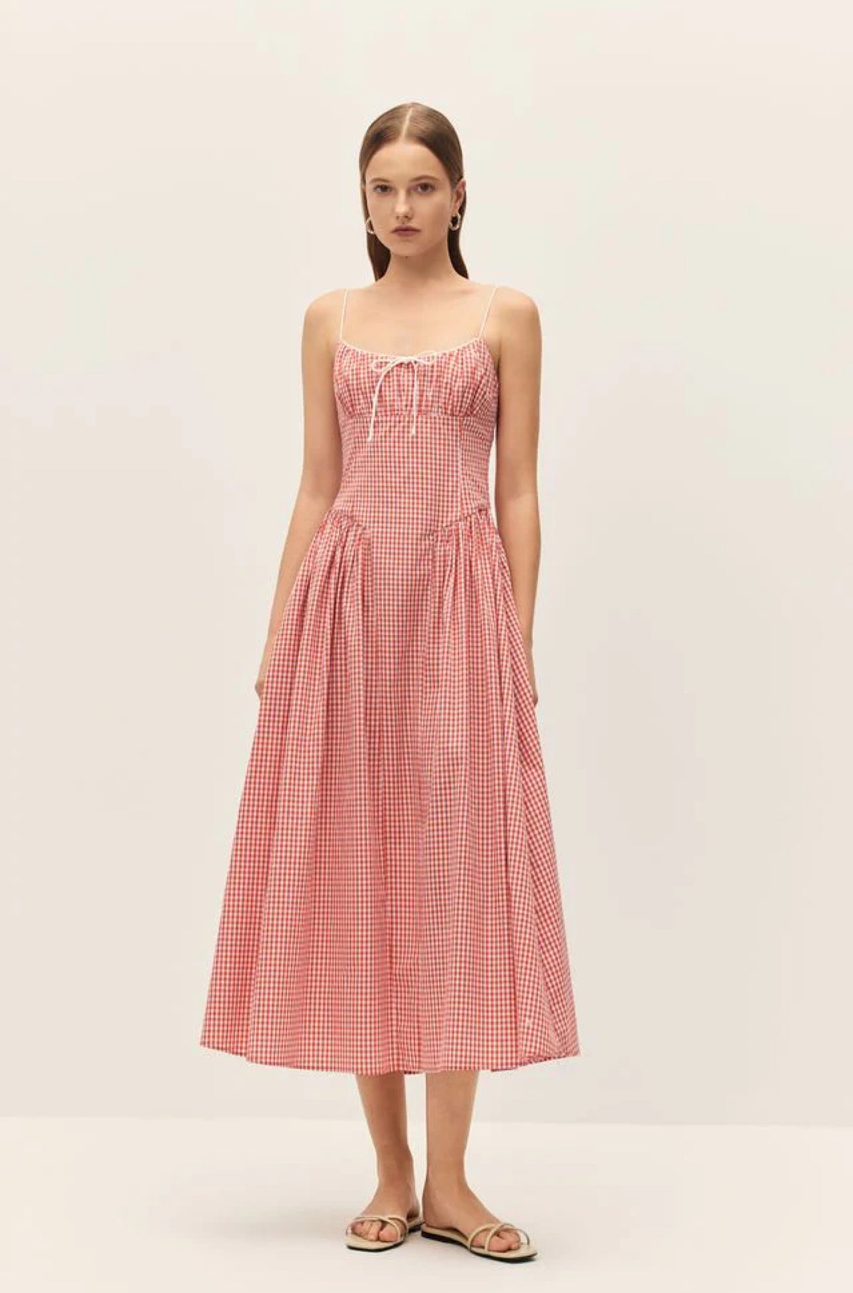 Lyla Dress in Coral Red Gingham