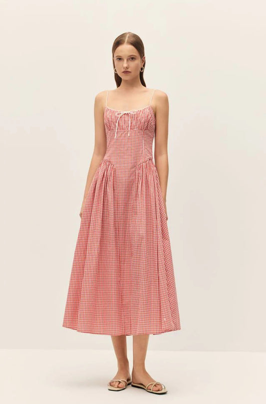 Lyla Dress in Coral Red Gingham