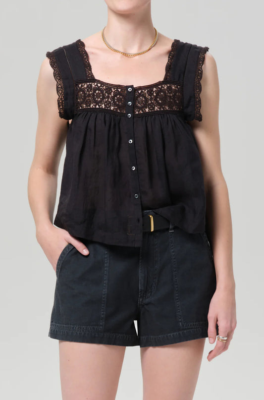 Mia Embroidered Top in Black