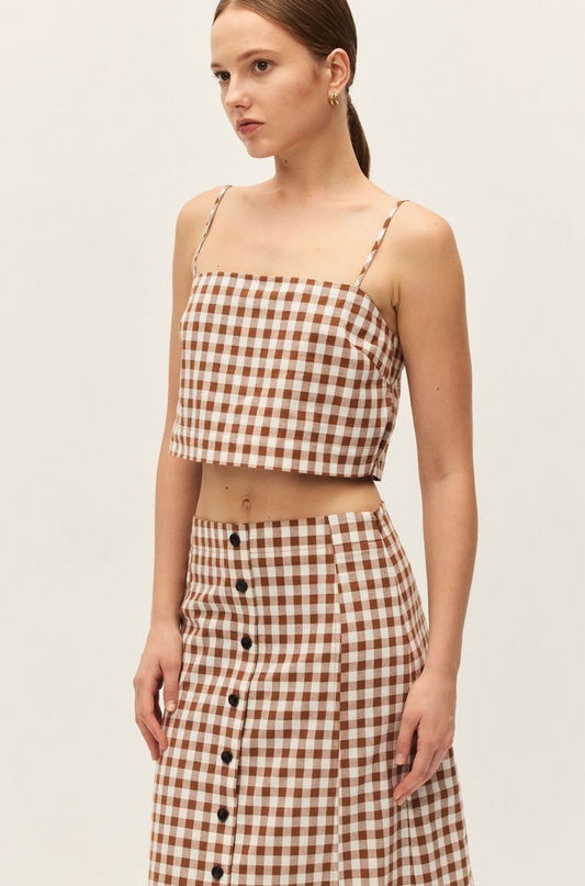 Bianca Top in Chestnut Gingham