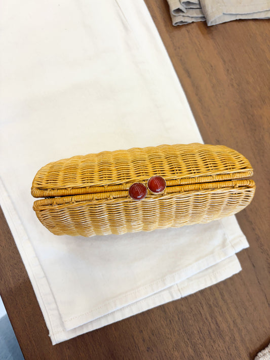 Liz Wk With Red Clasp Wicker Lt Honey